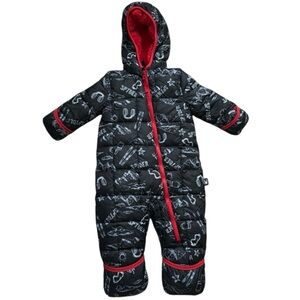 Spyder Black Puffer Snowsuit with Red Trim